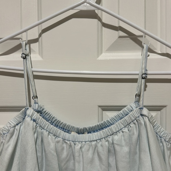 NEW w/tags Chambray Denim Fringe Off or Cold Shoulder Dress light weight & soft - Picture 6 of 10